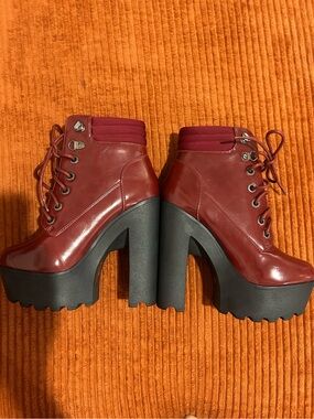 Burgundy Red Heel Boots